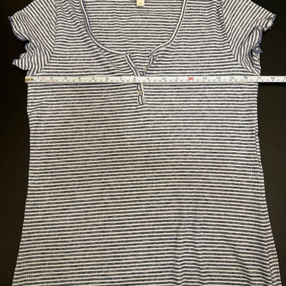 Laura Ashley Ribbed Nightgown Blue White Sleep Shirt Size Small Stretch Women's - Picture 9 of 11